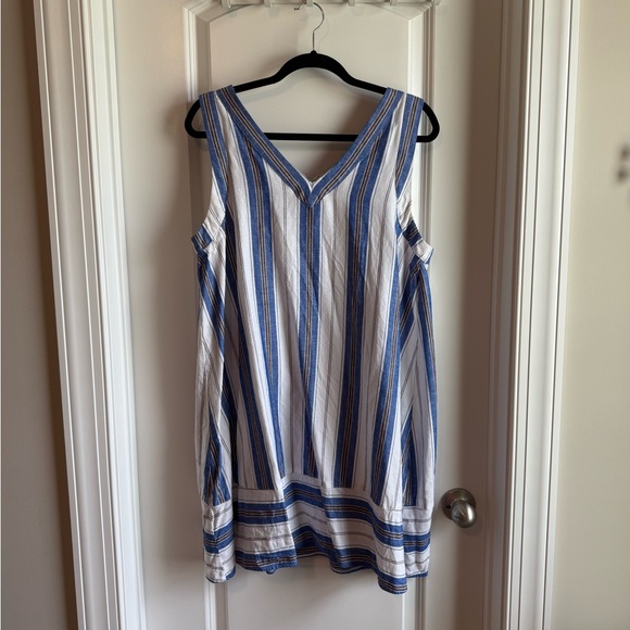 LOFT Blue and White Striped Mini Dress - Picture 3 of 7